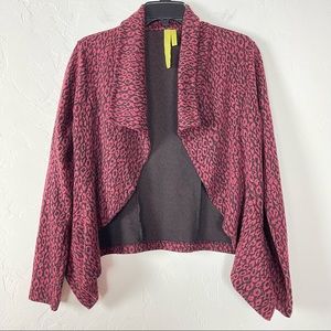 Green Dragon Sweater Cardigan Shrug Open Front Leopard Cheetah Print Pink‎ Knit